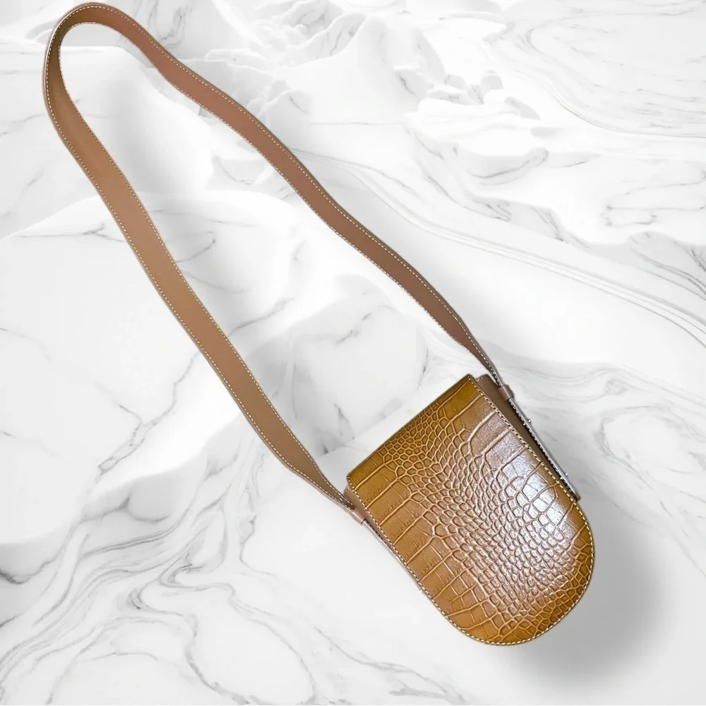 ISADORA Cuoio Made In Italy Leather Croc Embossed Crossbody Bag/Purse